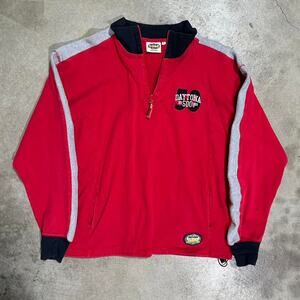 Daytona 500 Mens XL 50th Anniversary Quarter Zip Sweatshirt NASCAR Racing Red